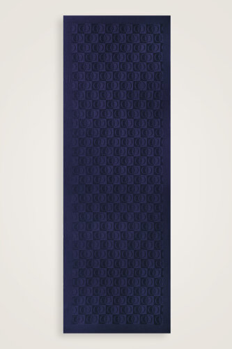 Checkerboard Pattern Naia Cotton Shawl Navy - 2