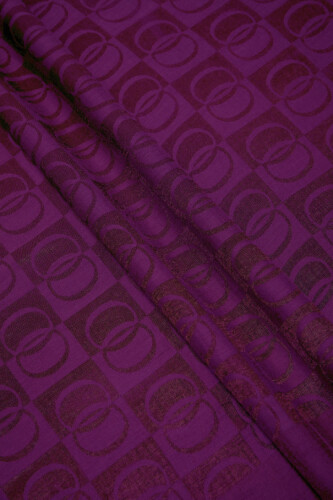 Checkerboard Pattern Naia Cotton Shawl Plum - 2