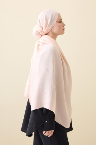 Checkerboard Pattern Naia Cotton Shawl Salmon - 3