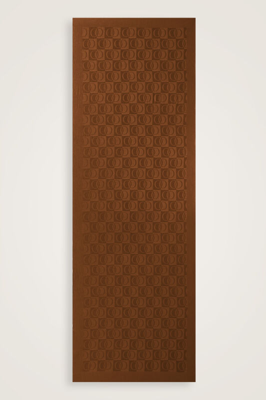 Checkerboard Pattern Naia Cotton Shawl Tan - 2