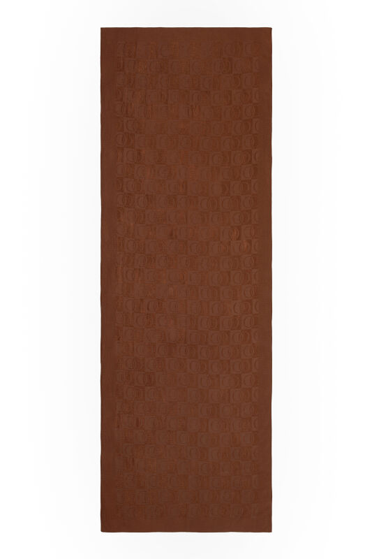 Checkerboard Pattern Naia Cotton Shawl Tan - 1