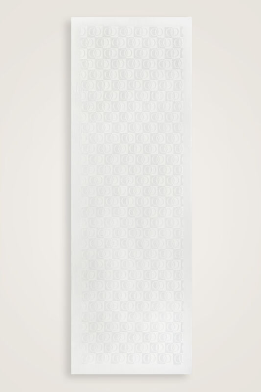 Checkerboard Pattern Naia Cotton Shawl White - 2