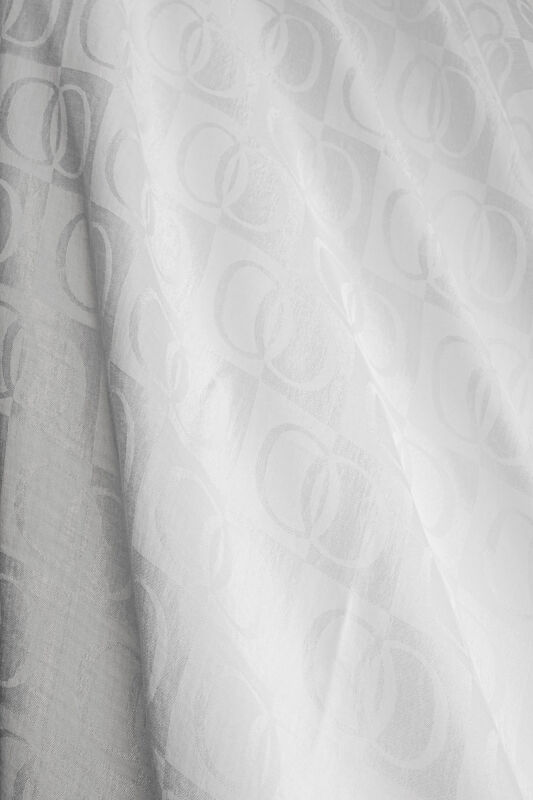 Checkerboard Pattern Naia Cotton Shawl White - 4