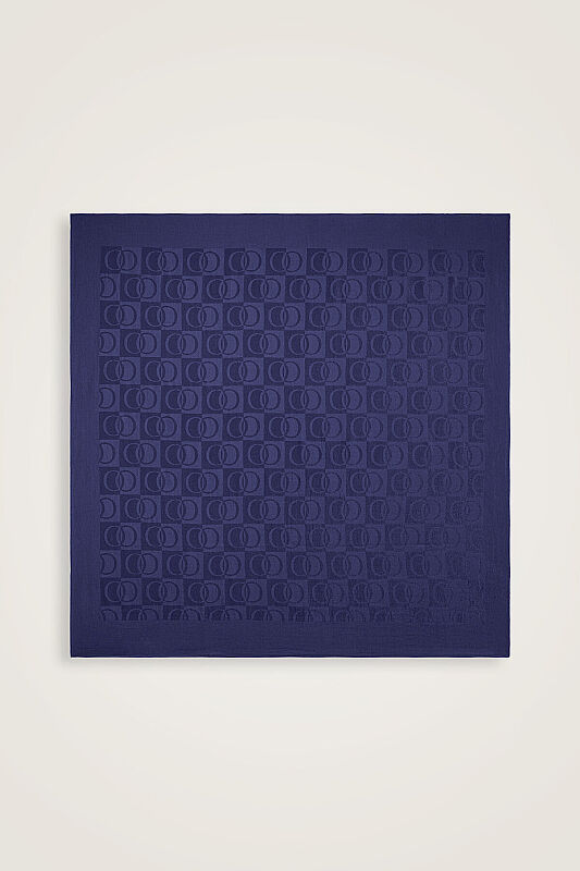 Checkerboard Pattern Navy Blue Naia Scarf - 2