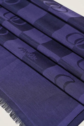 Checkerboard Pattern Purple Cotton Silk Shawl - 4
