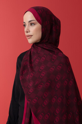 Checkers Logo Flush Viscose Shawl Burgundy - 2