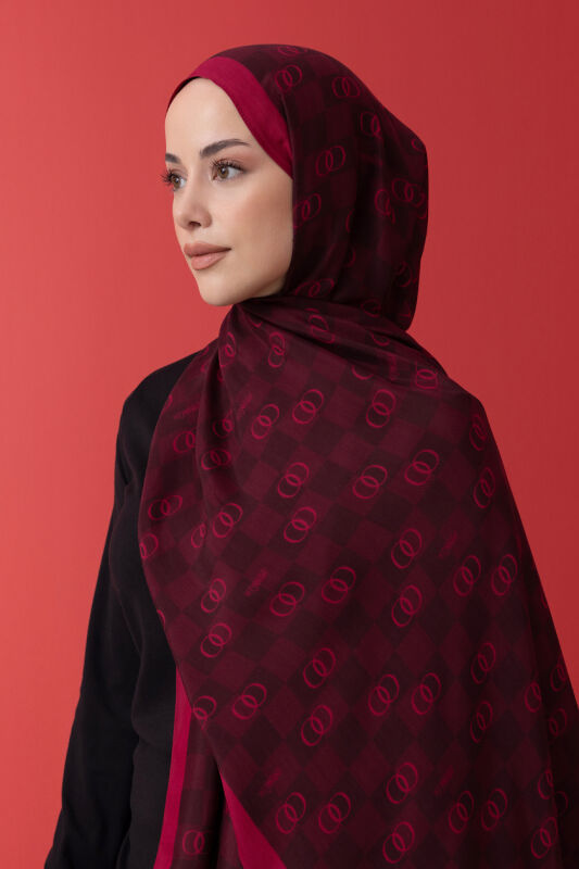 Checkers Logo Flush Viscose Shawl Burgundy - 2