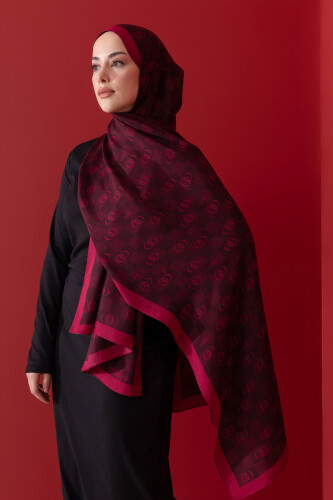 Checkers Logo Flush Viscose Shawl Burgundy 