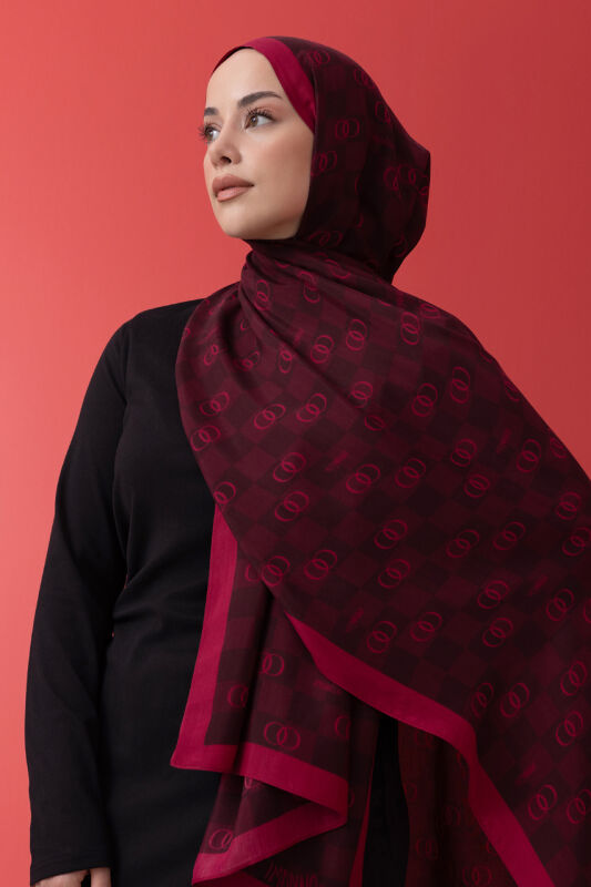 Checkers Logo Flush Viscose Shawl Burgundy - 3