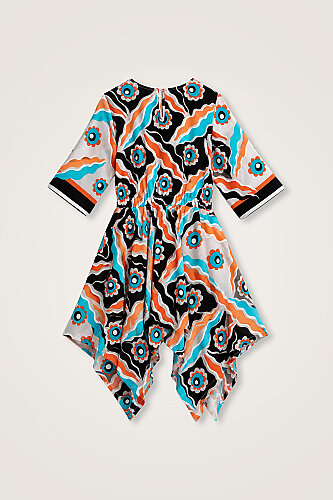 Children's Pelenk Turquoise Asymmetrical Dress - 3