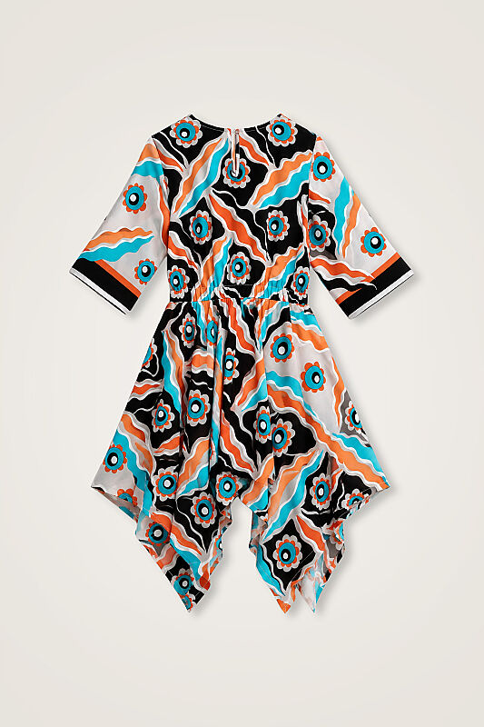 Children's Pelenk Turquoise Asymmetrical Dress - 3
