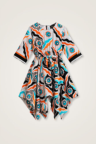 Children's Pelenk Turquoise Asymmetrical Dress - Imannoor