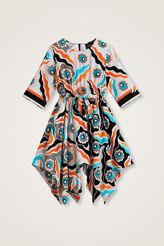 Children's Pelenk Turquoise Asymmetrical Dress - 1