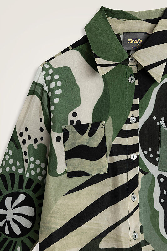 Children's Poppy Green Viscose Shirt - 2