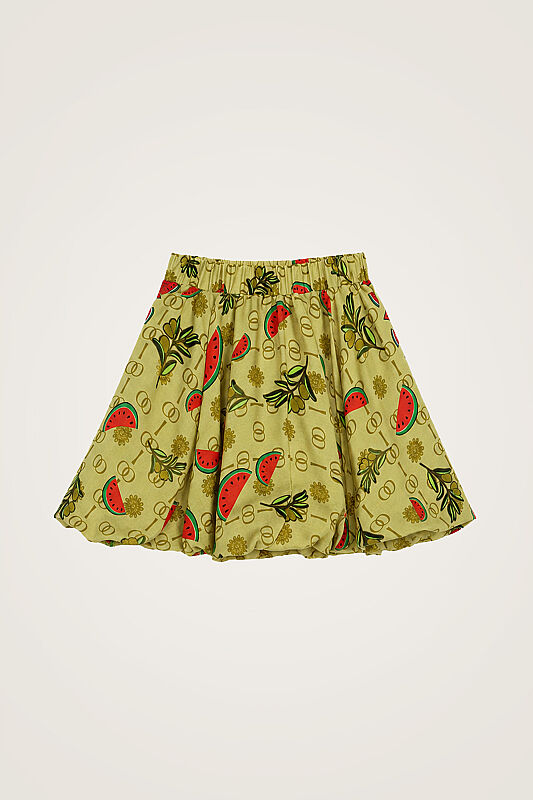 Children's Watermelon Green Fluffy Viscose Balloon Skirt - 1