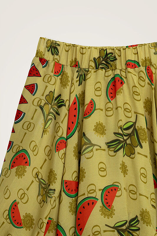 Children's Watermelon Green Fluffy Viscose Balloon Skirt - 2