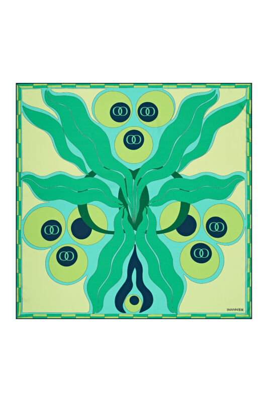 Chintemani Silk Scarf Green - 2