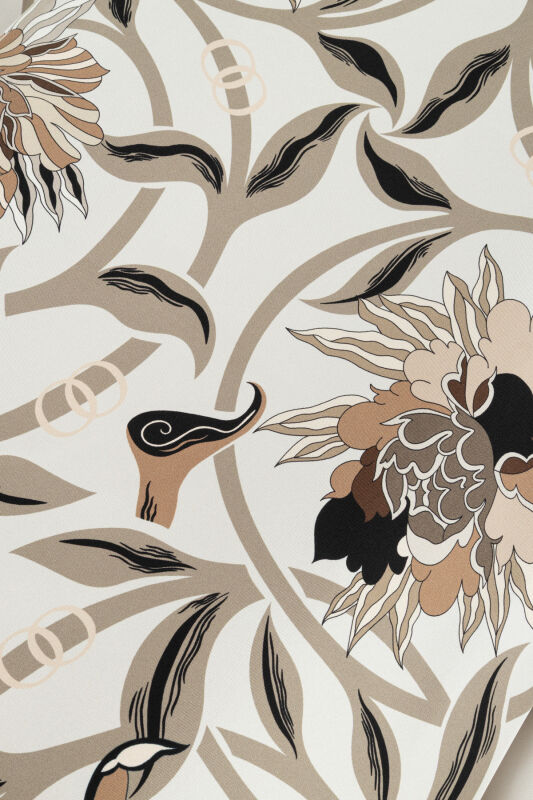 Çiçek Yolu Bej Tivil İpek Gömlek Elbise - 5