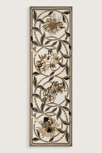 Çiçek Yolu Bej Krep İpek Gömlek Elbise Şalı 70x210 - Imannoor (2)