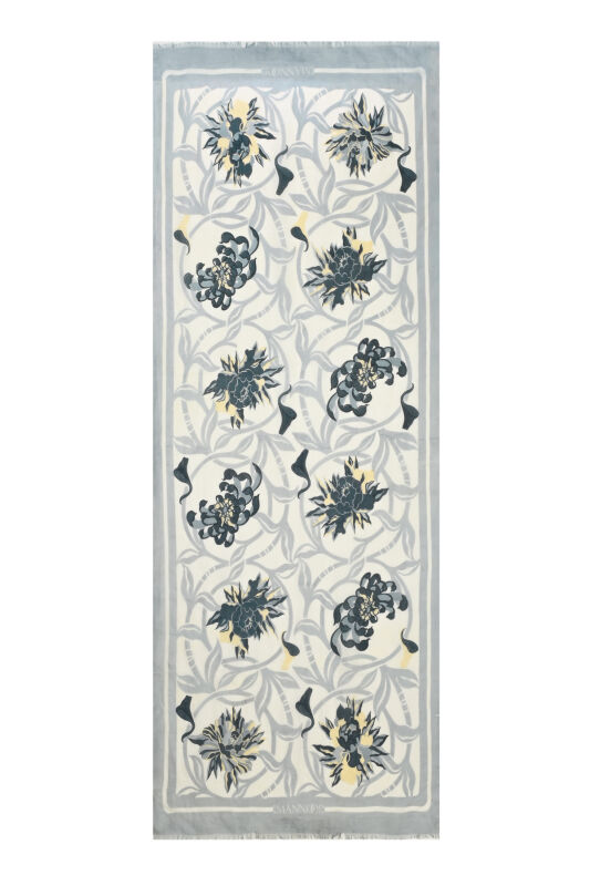 Çiçek Yolu Buz İpek Vual Şal 70x200 - 2