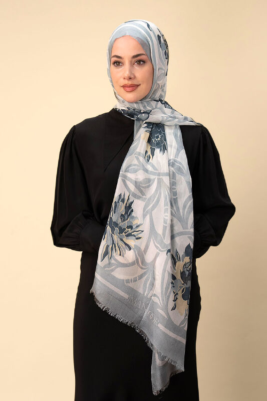 Çiçek Yolu Buz İpek Vual Şal 70x200 - 1
