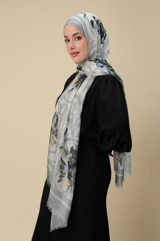 Çiçek Yolu Buz İpek Vual Şal 70x200 - 3