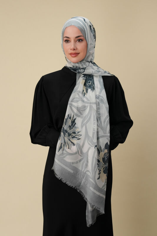 Çiçek Yolu Buz İpek Vual Şal 70x200 - 1