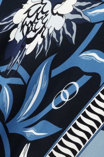 Çiçek Yolu Lacivert İpek Verev Etek - 6