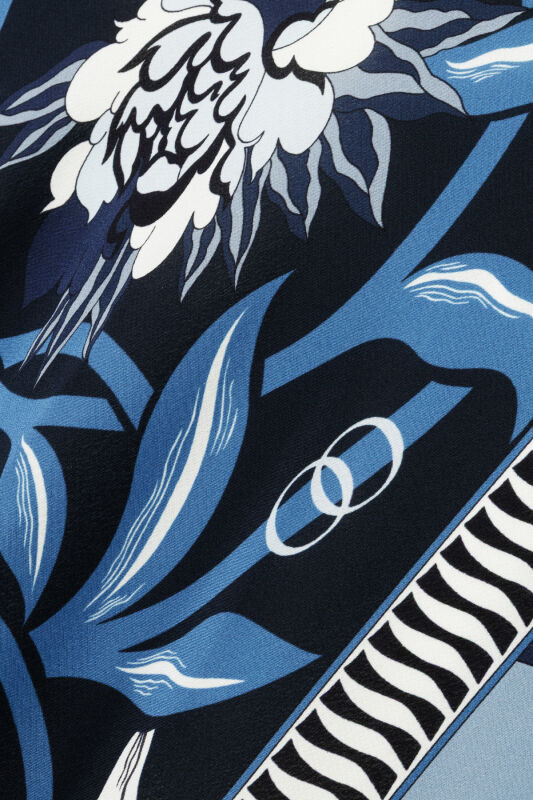 Çiçek Yolu Lacivert İpek Verev Etek - 6