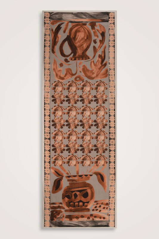 Çift Saksı Bej Pamuk İpek Şal 72x212 - 2