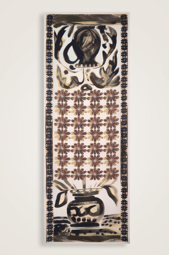 Çift Saksı Krem Pamuk Şal 70x210 - 2