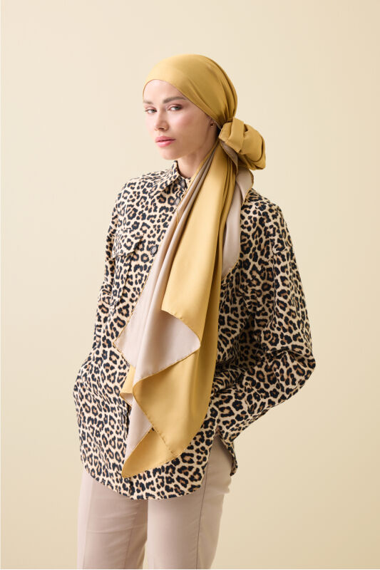 Çift Taraflı Altın Mulberry İpek Şal 70x210 - 5