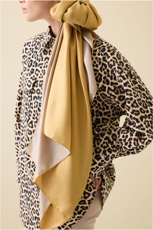 Çift Taraflı Altın Mulberry İpek Şal 70x210 - 6