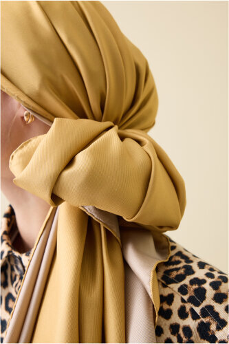 Çift Taraflı Altın Mulberry İpek Şal 70x210 - 3