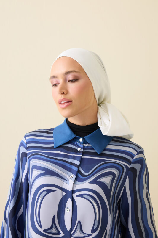 Çift Taraflı Ekru Mulberry İpek Şal 70x210 - 3