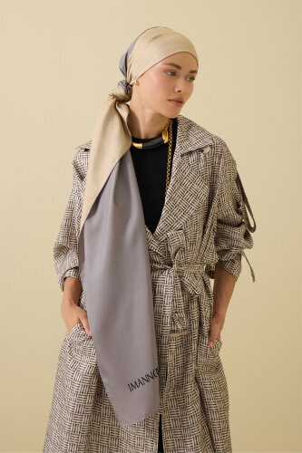 Çift Taraflı Gri Mulberry İpek Şal 70x210 - Imannoor (4)