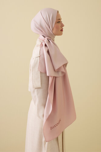 Çift Taraflı Pembe Mulberry İpek Şal 70x210 - 5