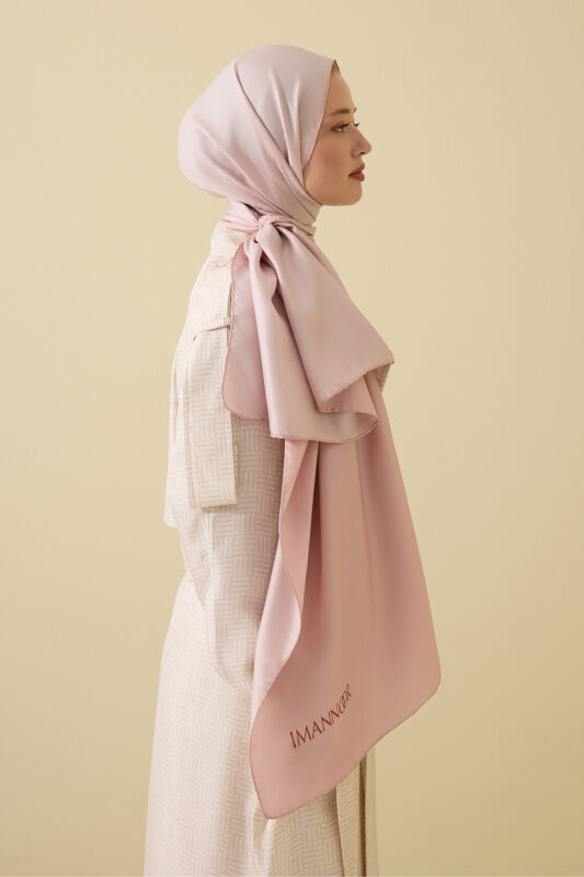 Çift Taraflı Pembe Mulberry İpek Şal 70x210 - 5