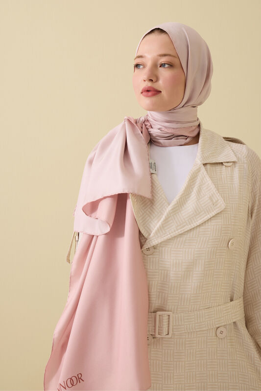 Çift Taraflı Pembe Mulberry İpek Şal 70x210 - 1