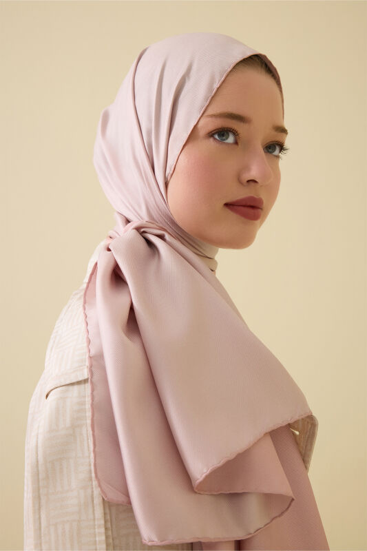 Çift Taraflı Pembe Mulberry İpek Şal 70x210 - 3