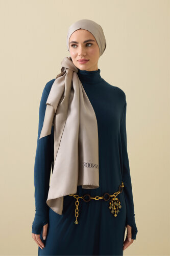 Çift Taraflı Taş Rengi Mulberry İpek Şal 70x210 - 3