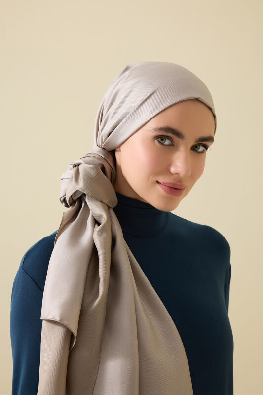 Çift Taraflı Taş Rengi Mulberry İpek Şal 70x210 - 1