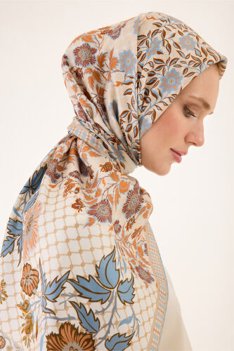 Çit Beige-Grey Double-Sided Twill Silk Scarf 