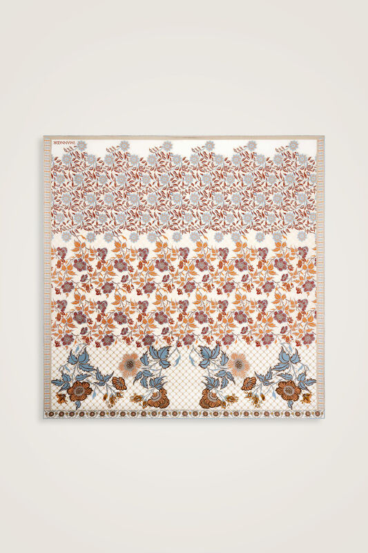 Çit Beige-Grey Double-Sided Twill Silk Scarf - 2
