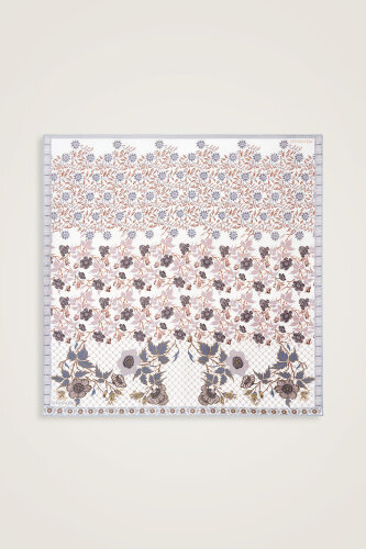 Çit Bej-Gri Çift Taraflı Tivil İpek Eşarp 90x90 - Imannoor (3)