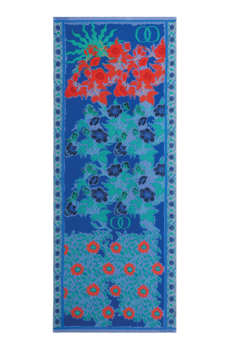 Çit Mavi Krep İpek Kaftan Şal 80x210 - 2