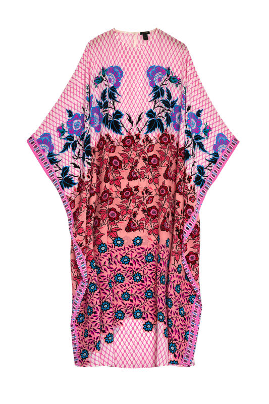 Çit Pembe İpek Kaftan - 2