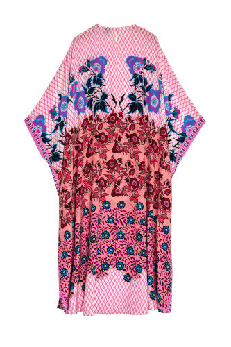 Çit Pembe İpek Kaftan - 4