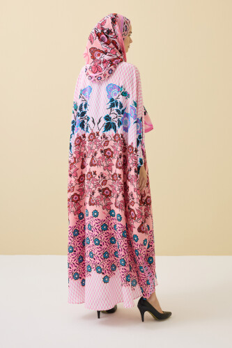 Çit Pembe İpek Kaftan - 6