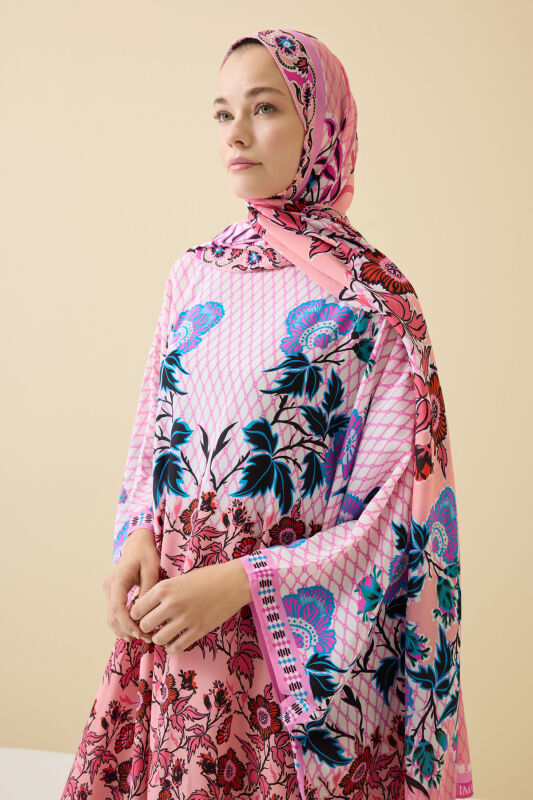 Çit Pembe İpek Kaftan - 3